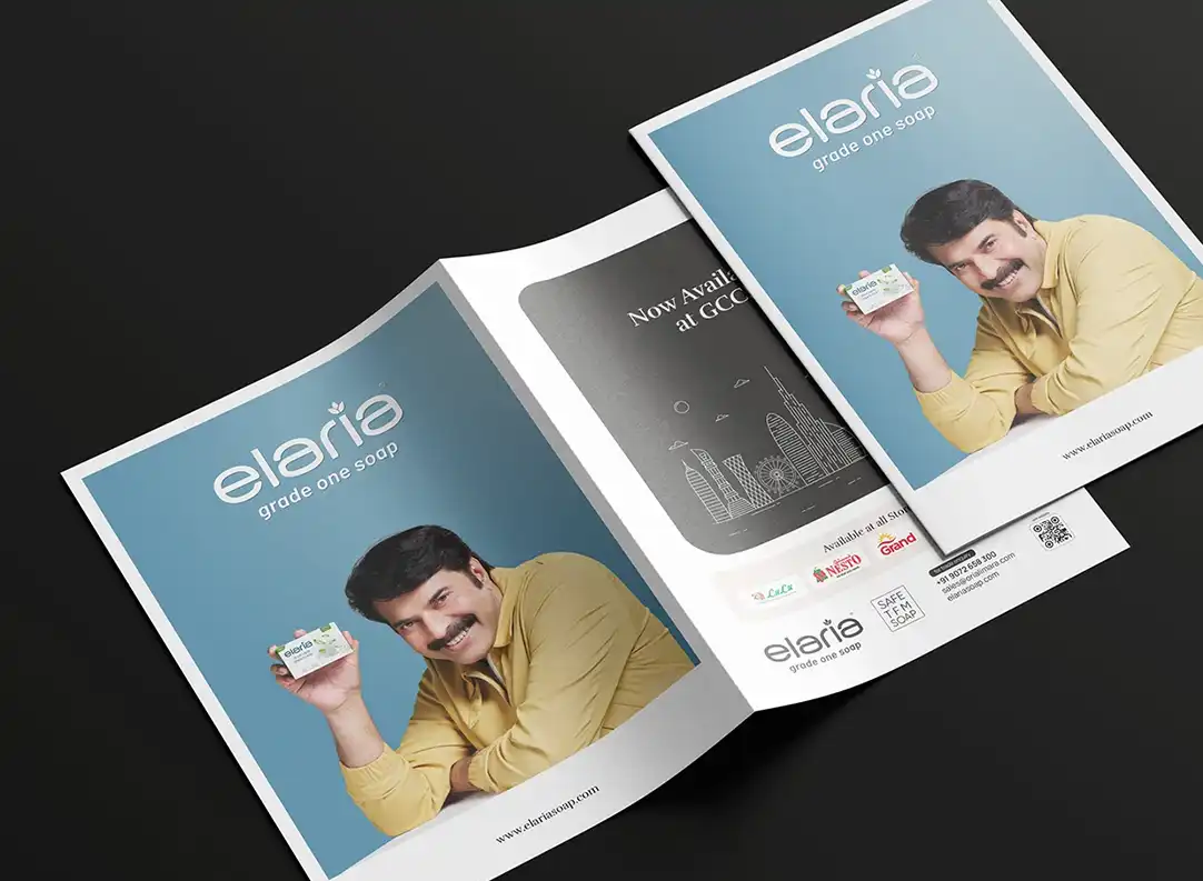 Elaria Soap Brochure Design Designed by Best Marketing Strategist in Kerala